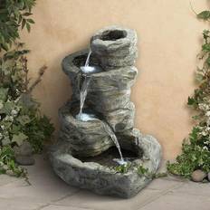 John Timberland Zen outdoor floor water fountain with light