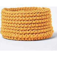 Yellow Baskets Homescapes Cotton Knitted Round Mustard Basket