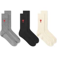 Beige Socks Ami Paris De Coeurs Socks 3-pack - Off White/Grey/Black