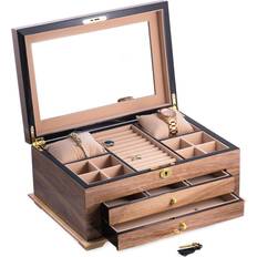 Bey-Berk 3-Level Wood Jewelry Box