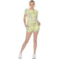 Women - Yellow Pyjamas White Mark Women's 2-Piece Top & Shorts Lounge Set Grey/Yellow