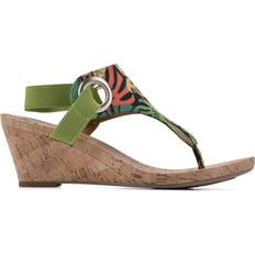 White Mountain Women's Aida Wedge Sandals in Green Tropical