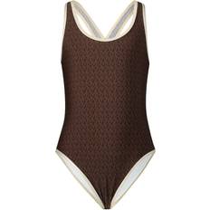 Michael Kors Monogram Print Sleeveless Swimsuit - Brown