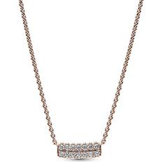 Pandora Necklaces Timeless Pavé Doublerow Bar gold Necklaces for ladies