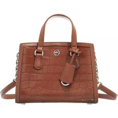 Michael Kors Messenger Bags Michael Kors MK Chantal Extra-Small Crocodile Embossed Leather Messenger Bag Chestnut