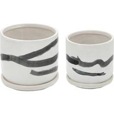 Sagebrook Home Set of 2 Painted Planters with Saucer White