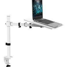 Vivo white single laptop notebook desk mount, fully adjustable extension clamp