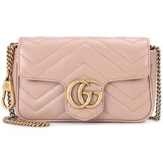 Gucci Solid Colours Crossbody Bags Gucci GG Marmont Super Mini Shoulder Bag - Beige