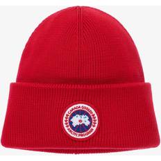 Children's Clothing Canada Goose Red Merino Wool Logo Beanie One