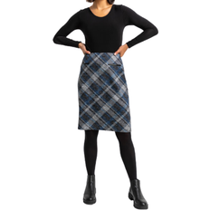 Roman Check Print Textured Mini Skirt - Royal Blue