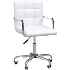 Silver/Chrome Office Chairs Vinsetto Mid Back PU Desk Office Chair 99cm