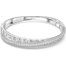 Swarovski Rhodium Plated Crystal Pavé Double Bangle