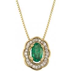 Ornate Emerald Diamond Yellow Gold Pendant GP2299G