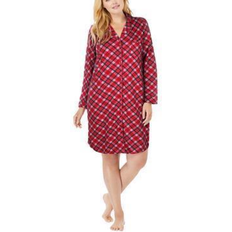 Dreams & Co Women's Knit Sleep Shirt Plus Size - Classic Red Bias Plaid