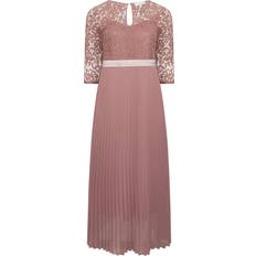 Pink - Solid Colours Dresses Yours Lace Pleated Maxi Dress Plus Size - Blush Pink