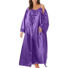 Amoureuse Women's Plus Size The Luxe Satin Long Peignoir Set - Plum Burst