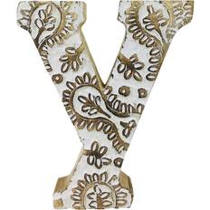 Geko Hand Carved Wooden Flower Single Letter Y