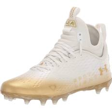 Under Armour Football Shoes Under Armour Men's Spotlight Lux MC Mid Football Cleats, 8.5, White/Gold