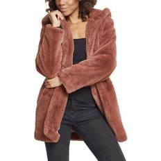 Urban Classics L - Women Coats Urban Classics Hooded Teddy Winter Coat - Pink