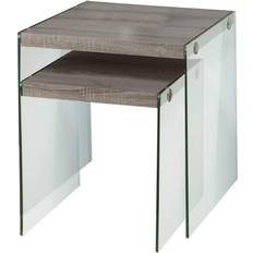 Monarch Specialties I 3053 Reclaimed-Look 2Pcs Nesting Table 2