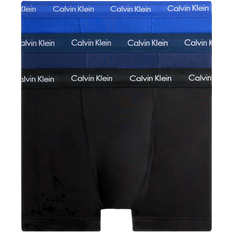 Blue - Men Underwear Calvin Klein Cotton Stretch Trunks 3-pack - Cobalt Blue/Night Blue/Black