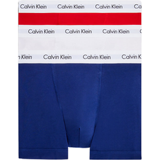 Best Men's Underwear Calvin Klein Cotton Stretch Trunks 3-pack - White/Red Ginger/Pyro Blue