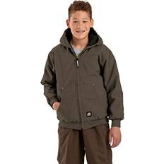 Berne Youth Softstone Duck Quilt-Lined Hooded Jacket - Olive Brown