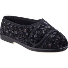 13.5 - Women Loafers GBS Black Nola Extra Wide Fit Ladies Slipper