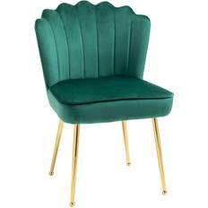 2 Seater - Green Furniture Homcom Velvet-Feel Shell Lounge Chair 88cm