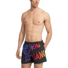 Emporio Armani Multicoloured Logo Swim Shorts, Black