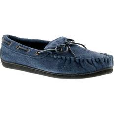 44 Moccasins 12 Adults' New Mens/Gents Navy Leather Suede Moccasin Slippers