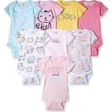 Onesies Short Sleeve Mix & Match Bodysuits 8-pack - Cuddly Cats & Flowers