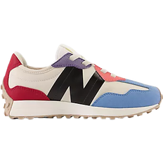 White Running Shoes New Balance Kid's 327 Bungee Lace - Crimson with Black