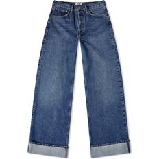 Gold - Women Jeans Agolde Dame Wide Leg Turn Up Jean