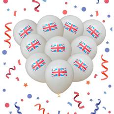Union Jack Latex Balloons White 12 Inches for all occasions 10pcs
