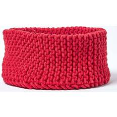 Homescapes Cotton Knitted Round Red Basket