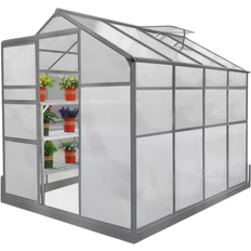 MonsterShop Greenhouse with Base 8x6ft Aluminum Polycarbonate