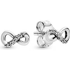 Women Earrings Pandora Sparkling Infinity Stud Earrings - Silver/Transparent