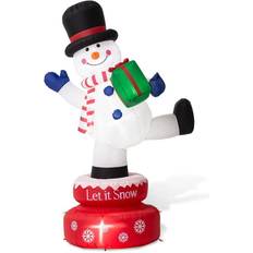 GlitzHome 6 ft. Multi Lighted Inflatable Rotating Snowman Decor