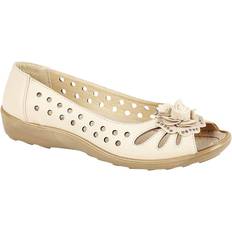 Boulevard L515 Punched Open Toe Flower Casual BEIGE Beige