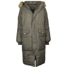 Urban Classics L - Women Coats Urban Classics Ladies Oversize Faux Fur Puffer Coat - Dark Olive/Beige