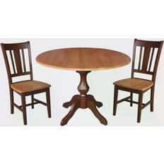 International Concepts Pedestal Extendable Dining Set 106.7cm 3pcs