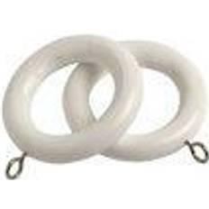 White Mounts & Hooks for Curtains Pack of 8 Pole Ring Hooks