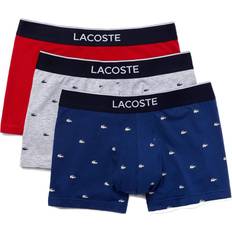 Lacoste Red Men's Underwear Lacoste Casual Signature Trunk 3-pack - Navy Blue/Grey Chine/Red