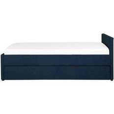 Beliani Fabric Small Single Trundle Bed Blue MARMANDE