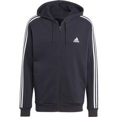 Adidas Essentials Fleece 3-stripes Full-zip Hoodie - Black