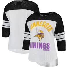 G-III 4Her by Carl Banks Women's White/Black Minnesota Vikings First Team Three-Quarter Sleeve Mesh T-Shirt