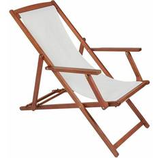 Charles Bentley Folding fsc Eucalyptus Deck Sun Lounger Cream