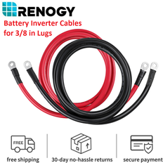 Renogy 8Ft 1AWG Inverter Cables for 3/8In Lugs