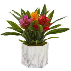 Nearly Natural Bromeliad Artificial Plant in Marble Finished Artificial Plant